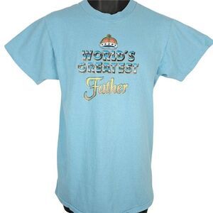 Worlds Greatest Father T Shirt Vintage 80s Iron On Transfer Dad Mens Size Medium